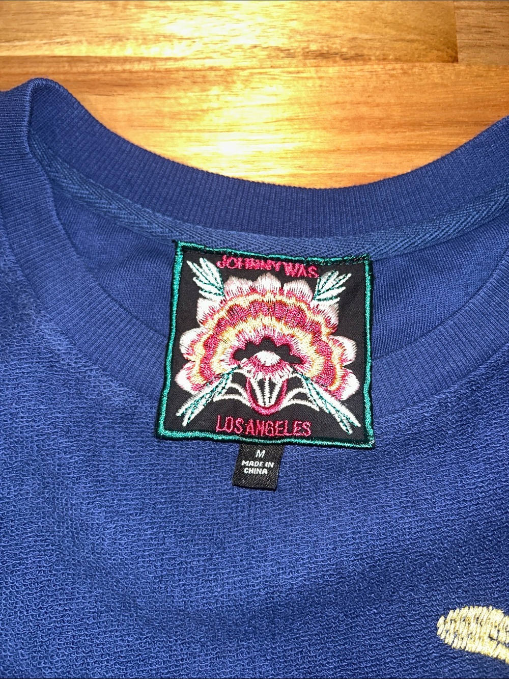 Johnny Was Blue Floral Embroidered Sweatshirt - Picture 2 of 12